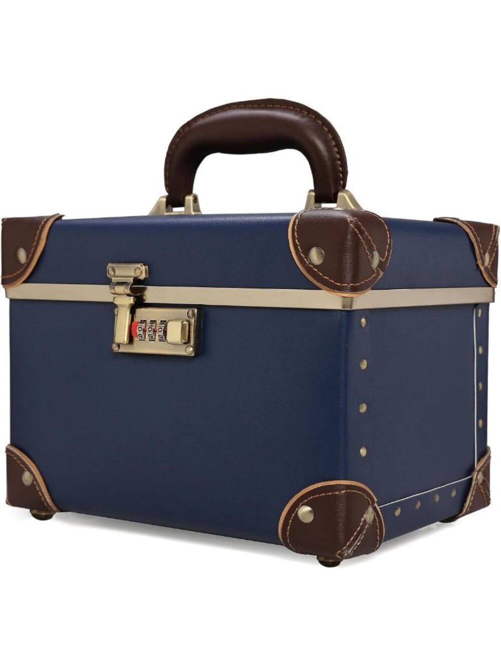 Vintage Makeup Train Case - Cosmetic Storage Box Organizer with Lock & Stylish